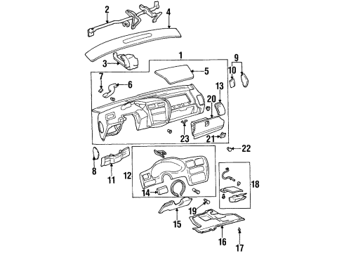 1996 Oldsmobile Cutlass Supreme Outlet Assembly, Instrument Panel Outer Air *Graphite Bas Diagram for 10267738