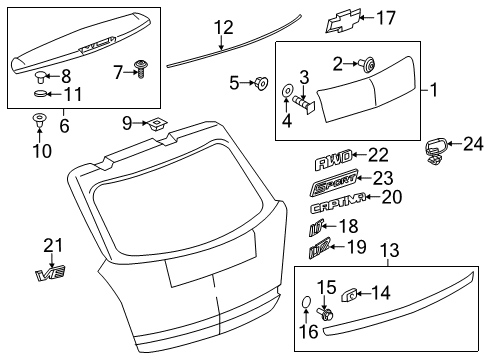 2015 Chevy Captiva Sport Exterior Trim - Lift Gate Diagram