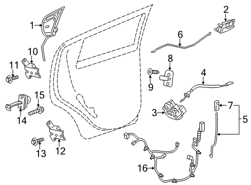 2015 Chevy Sonic Rear Door - Lock & Hardware Diagram 1 - Thumbnail