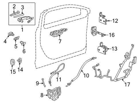 2014 Cadillac ATS Front Door - Lock & Hardware Diagram