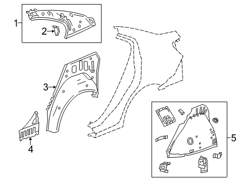 2012 Chevy Sonic Baffle, Quarter Inner Upper Panel Diagram for 95461960