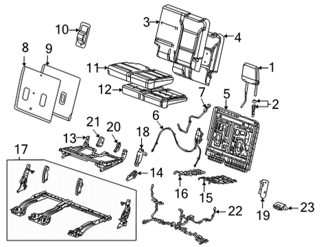 2022 Cadillac Escalade Restraint Assembly, 3Rd Row St Hd *Black Diagram for 85168915