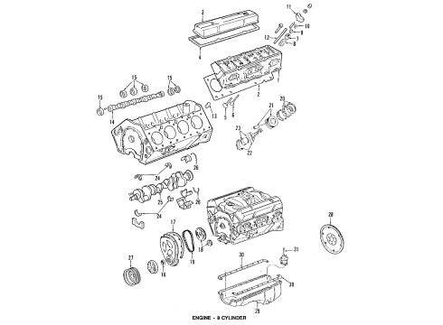 1988 Cadillac Eldorado Engine Parts & Mounts, Timing, Lubrication System Diagram