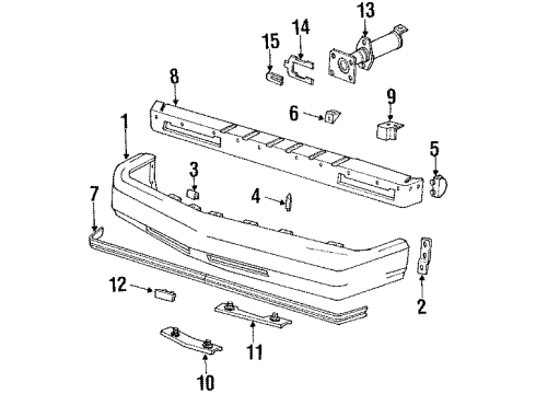 1990 Oldsmobile Delta 88 Reinforcement, F/Bumper Fascia, Imp Bar, Upper Right Diagram for 25533580