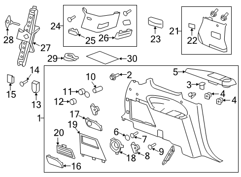 2013 GMC Acadia Door Assembly, Body Side Trim Panel Stowage Compartment *Titanium Diagram for 22904973