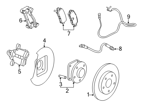 2011 Buick LaCrosse Sensor Assembly, Rear Wheel Speed Diagram for 13323030