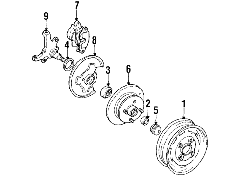 1984 Chevy Chevette Hub Cap ASSEMBLY Diagram for 14055904