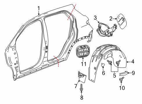 2021 Chevy Equinox Quarter Panel & Components Diagram