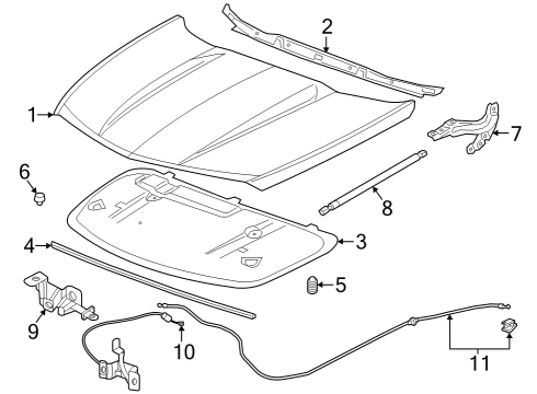 2024 Cadillac XT4 CABLE ASM-HOOD PRIM LAT REL Diagram for 84868416