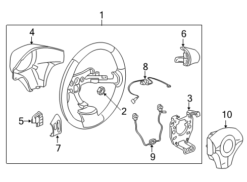 2008 Chevy Cobalt Steering Wheel Assembly *Ebony Diagram for 25870022