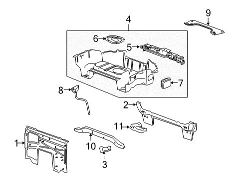 2009 Pontiac Solstice Panel Assembly, Rear Floor Diagram for 20834863