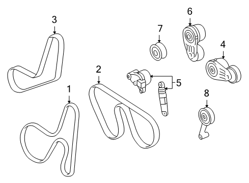 2007 Cadillac XLR Belt, Water Pump & Generator Diagram for 12578061