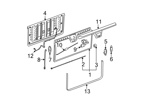 2012 Chevy Avalanche Tail Gate, Body Diagram