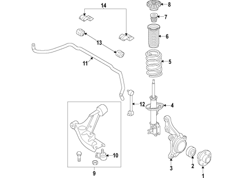 2017 Chevy Bolt EV Front Suspension, Control Arm, Stabilizer Bar Diagram 2 - Thumbnail