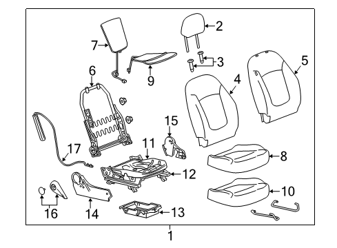 2015 Chevy Spark Cover Assembly, Front Seat Back *Yellow Diagram for 95128092