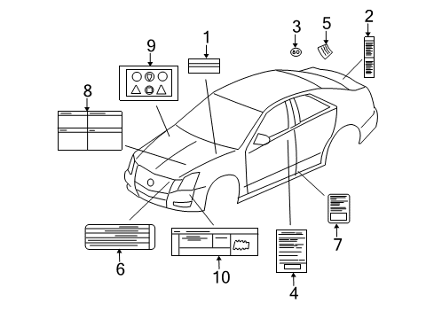 2011 Cadillac CTS Information Labels Diagram 2 - Thumbnail