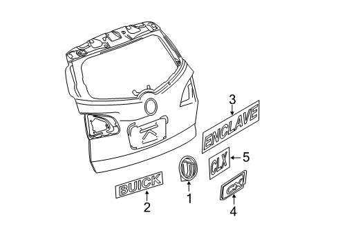 2010 Buick Enclave Plate Assembly, Lift Gate Name (Chrome) *Chrome Diagram for 15292644