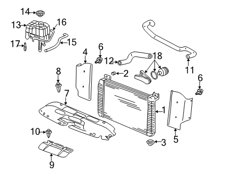 2002 Chevy Tahoe Radiator & Components Diagram