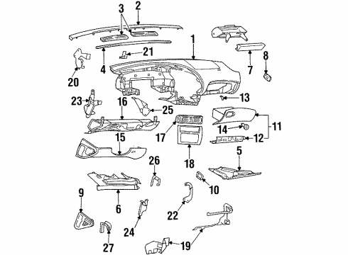 1995 Oldsmobile Aurora Insulator Assembly, Instrument Panel *Black Diagram for 25630319