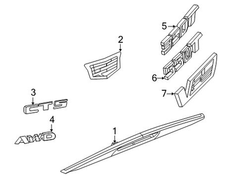 2020 Cadillac CT5 Exterior Trim - Trunk Diagram