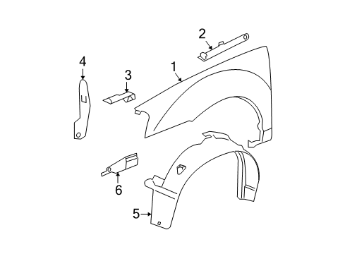 2005 Pontiac Grand Prix Fender & Components Diagram