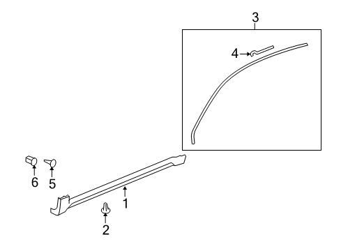 2010 Saturn Vue Exterior Trim - Pillars, Rocker & Floor Diagram