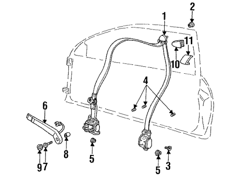 1995 Buick Skylark Passenger Seat Belt Kit Buckle Side *B*Blue Diagram for 12522342