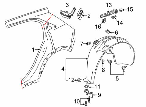 2023 Buick Envision Liner Assembly, Rear W/H Diagram for 84888052