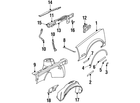 1985 Buick Skylark Shield, Engine Splash Diagram for 10249122