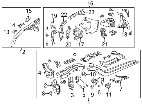 2011 Chevy Volt Support Assembly, Front End Upper Tie Bar Diagram for 22809147