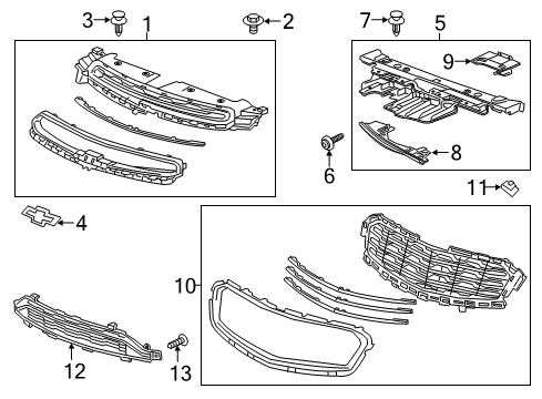 2015 Chevy Cruze Grille Assembly, Front Upper Diagram for 94516090