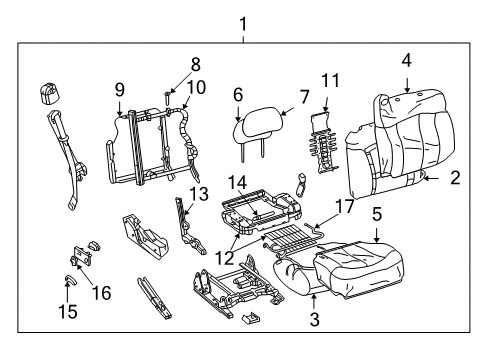 2006 Chevy Tahoe Cover,Passenger Seat Back Cushion *Pewter Diagram for 19126769