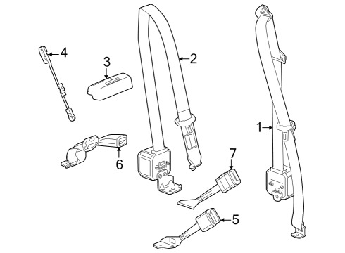 2023 Chevy Colorado Rear Seat Belts Diagram