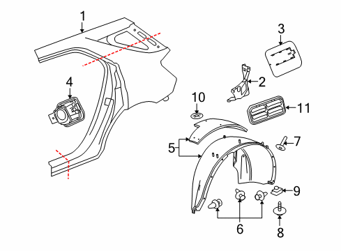 2010 GMC Terrain Quarter Panel & Components Diagram