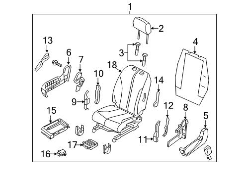 2016 Chevy City Express Passenger Seat Components Diagram