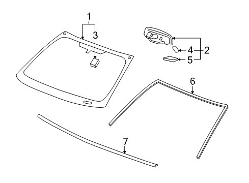 2009 Pontiac G5 Windshield Glass, Reveal Moldings Diagram