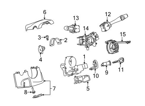 2007 Chevy HHR Housing Kit,Ignition & Start Switch <Use 6Y4 1070A> Diagram for 23233198