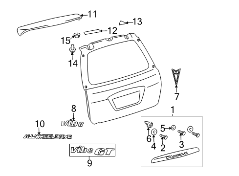 2005 Pontiac Vibe Exterior Trim - Lift Gate Diagram