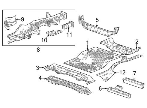 2023 Cadillac LYRIQ Rear Floor & Rails Diagram