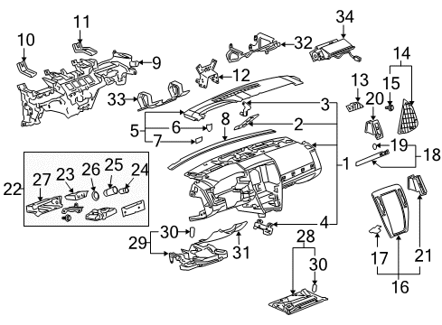 2006 Cadillac STS Instrument Panel Emblem Assembly *Kinetic Diagram for 15274114