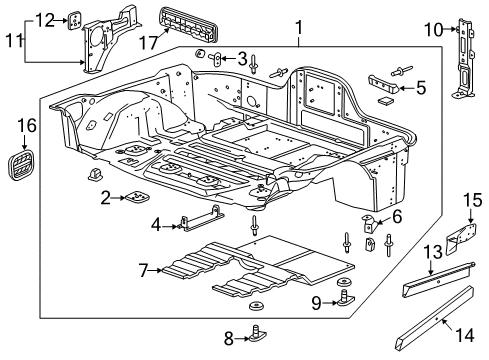 2014 Chevy Corvette Extension, Rear Floor Panel Rear Diagram for 20983569