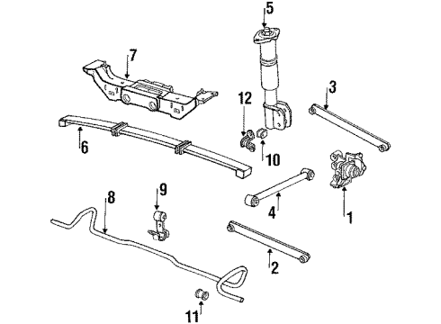 1993 Oldsmobile Cutlass Supreme Rear Suspension Components, Stabilizer Bar Diagram 1 - Thumbnail