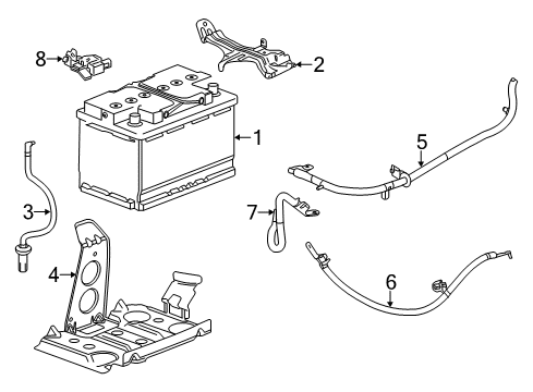 2015 Cadillac CTS Retainer, Battery Hold Down Diagram for 23118997