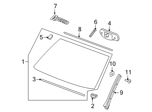 2011 Chevy Tahoe Windshield Glass, Reveal Moldings Diagram 1 - Thumbnail