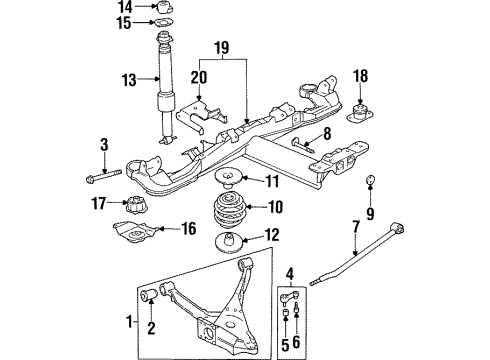 1999 Oldsmobile Aurora Rear Suspension, Control Arm Diagram 1 - Thumbnail