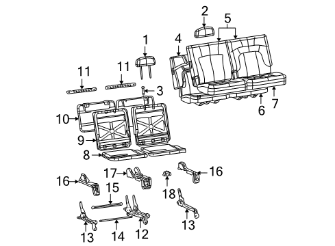 2006 GMC Envoy XL Rear Seat Components Diagram 3 - Thumbnail