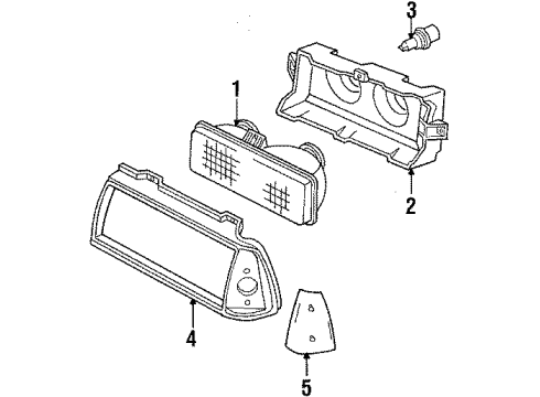 1987 Oldsmobile 98 Headlamp Components, Side Marker Lamps Diagram