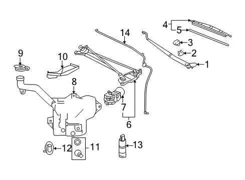 2012 Chevy Corvette Wiper & Washer Components, Body Diagram