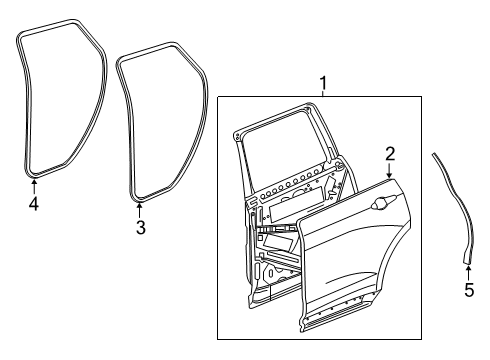 2024 Cadillac XT6 Weatherstrip Assembly, Rear S/D (Dr Si) Diagram for 84576687