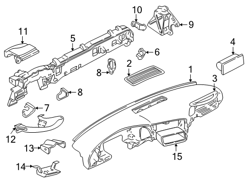 2001 GMC Safari Bracket Assembly, Instrument Panel Driver Knee Bolster Inner *Marked Print Diagram for 15083192